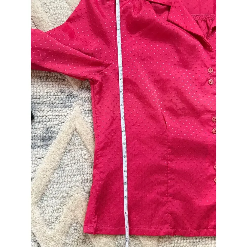 Vintage 1970s You Babes Pink Dagger Collar Prairie Disco Blouse Rare Tag - Picture 8 of 9